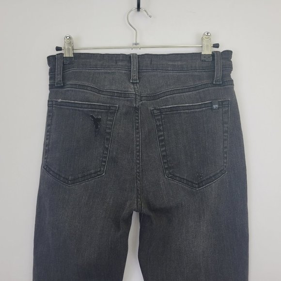 JOE'S Jeans Rise Skinny Ankle Frayed Hem Distressed Jean, Dark Gray - Picture 6 of 13